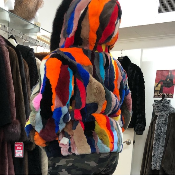 PreLoved Genuine Fur Coat Rex RabbitJacket w/ Fox trimmed hood 3XL$499.00 LGBT🌈